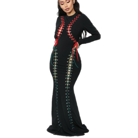 Lace Up Gothic Gown Midival Dress Corset dollskill - Picture 6 of 8